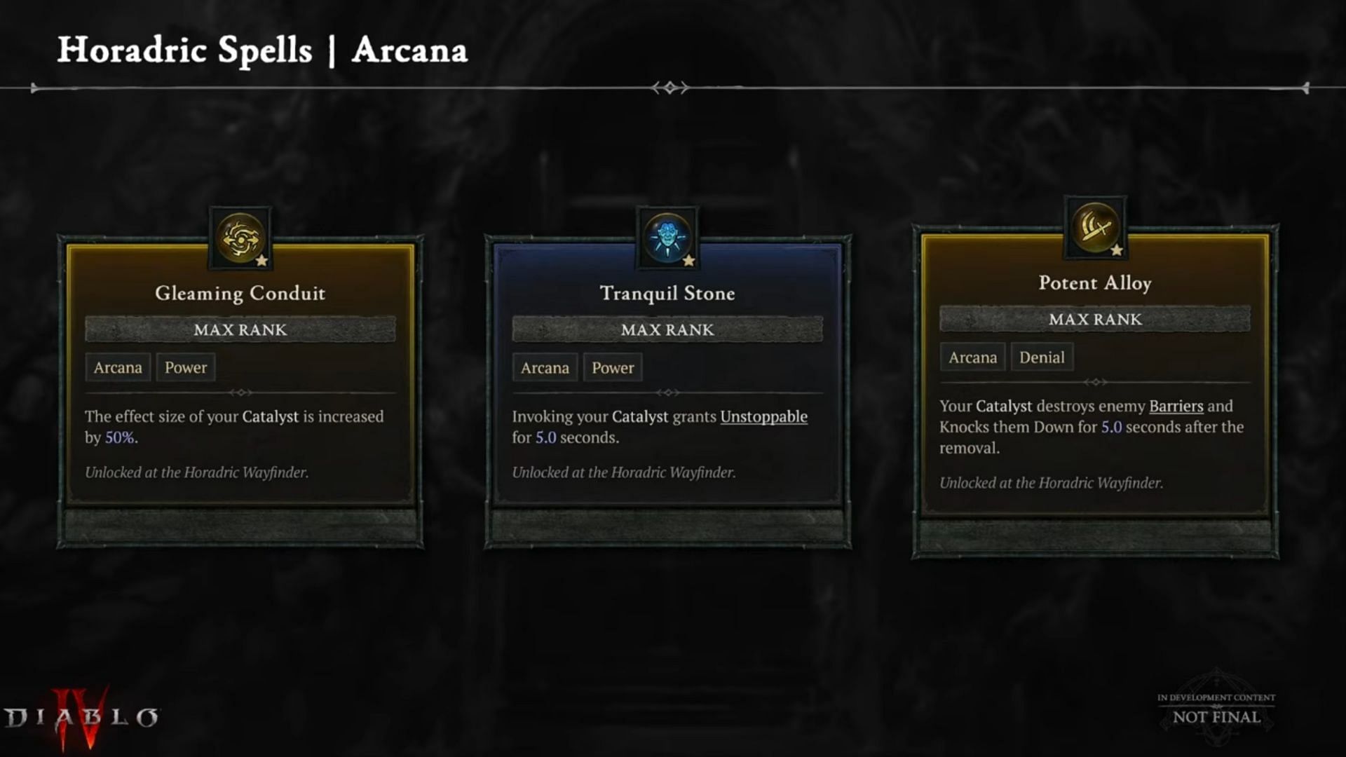 Arcana allow you to do a little fine tuning to your Diablo 4 Season 9 Horadric Spells (Image via Blizzard Entertainment)